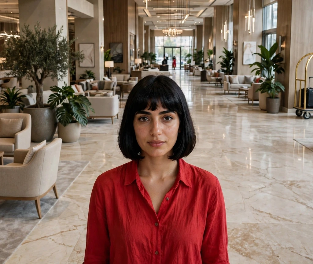 glossy jet-black bob with a crisp fringe