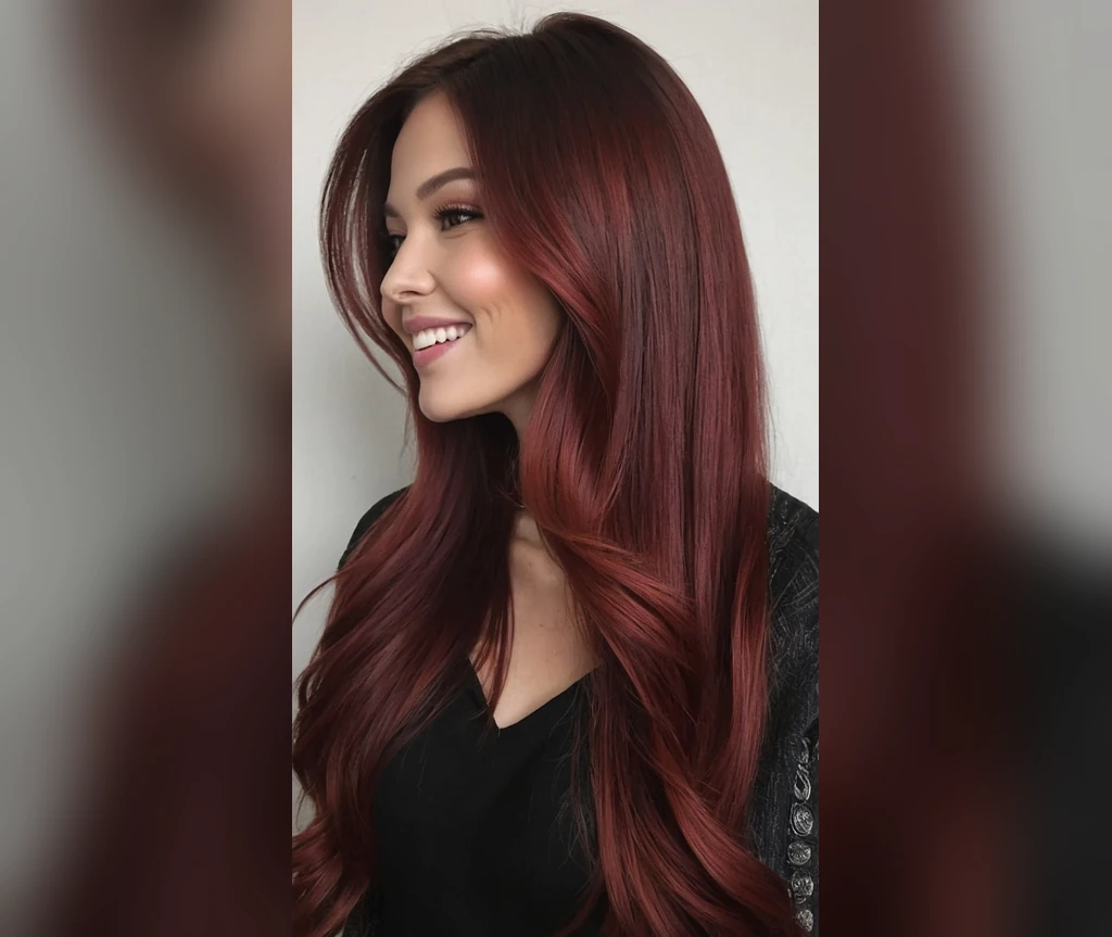 Glossy wine-red long vampire hair