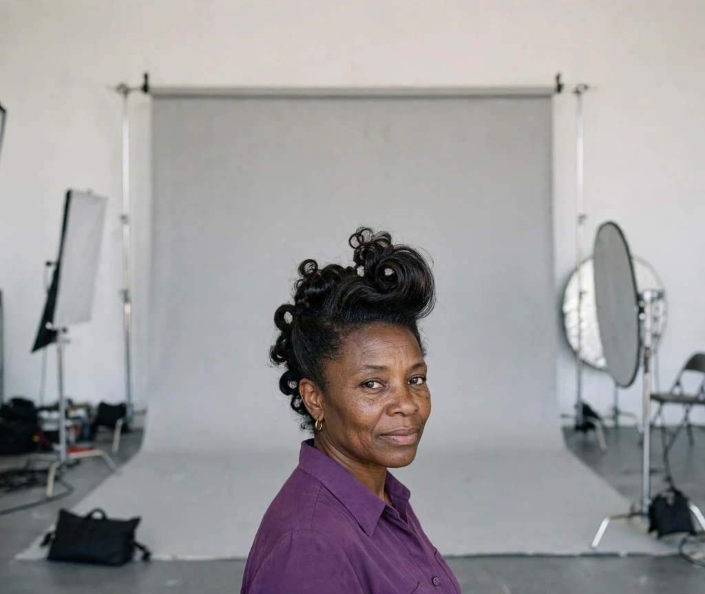 Woman with a textured curly pompadour updo