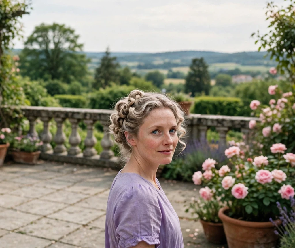 Woman with a romantic curly twist updo