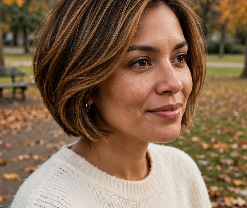 Inverted bob with caramel tones