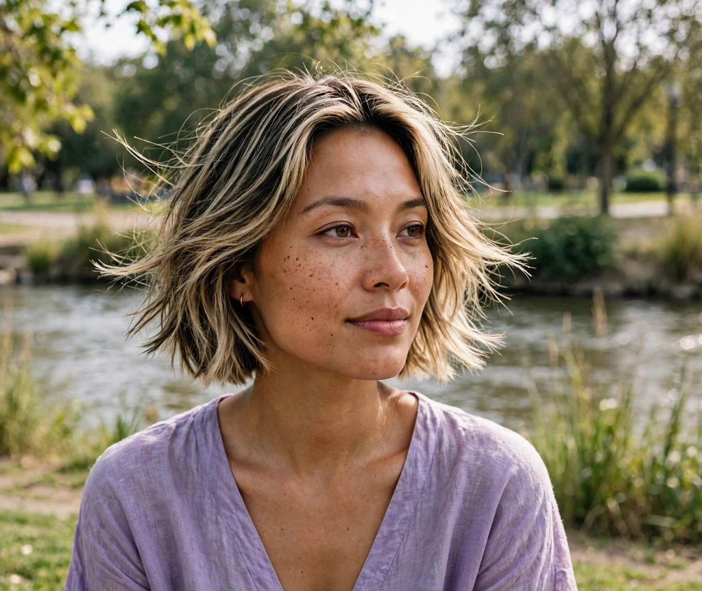 Inverted bob with wispy ends