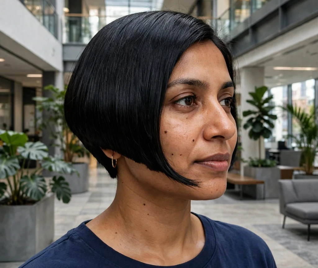 Inverted bob with blunt ends