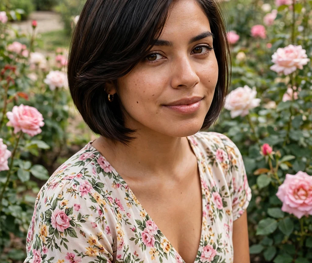 Inverted bob with side-swept bangs