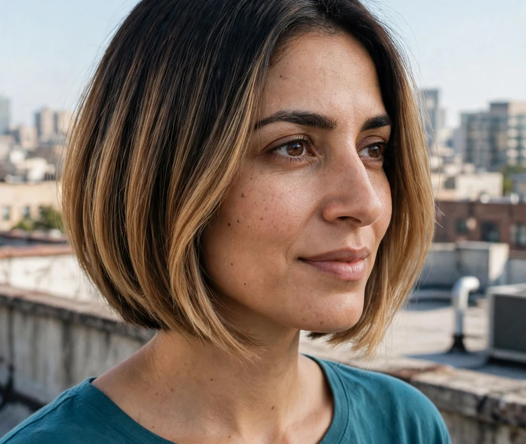 Inverted bob with ombre