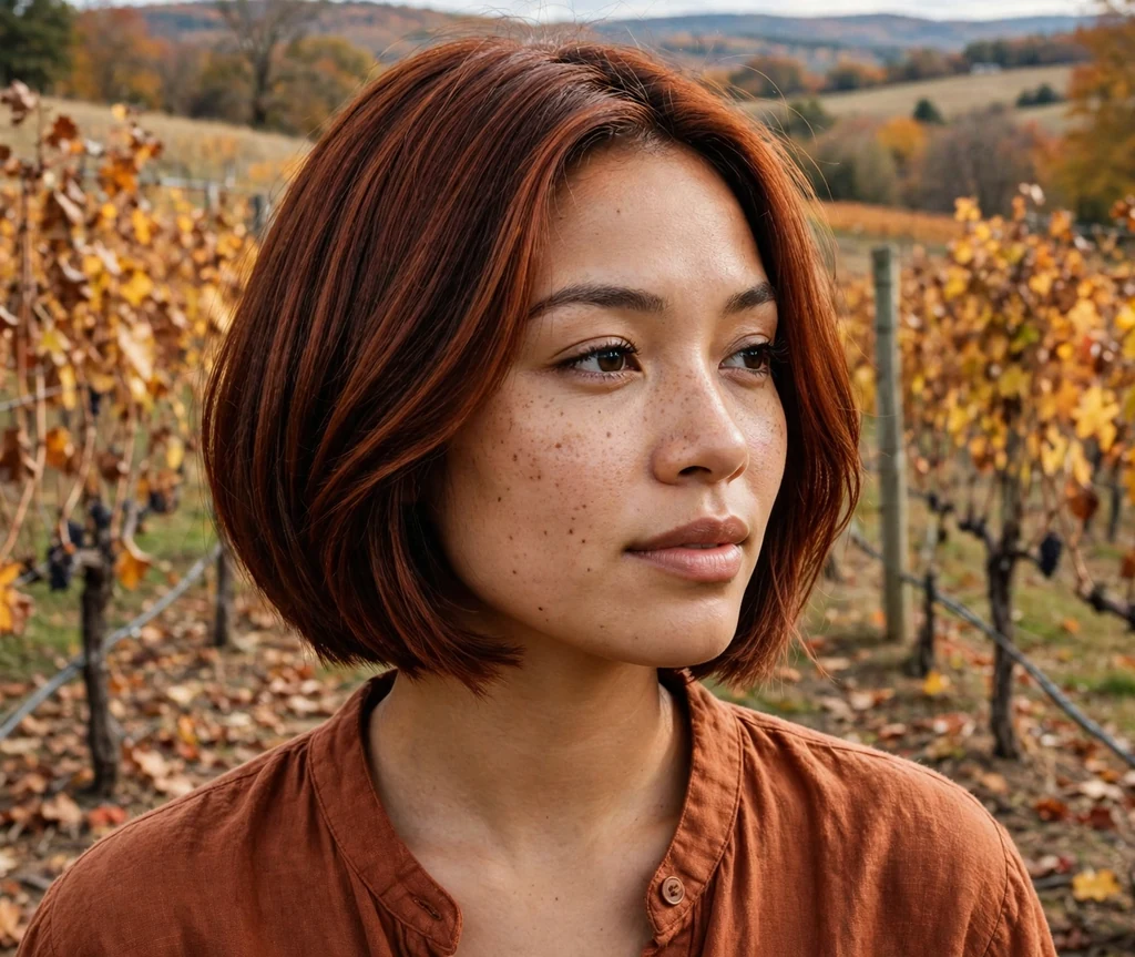 Inverted bob with auburn tones