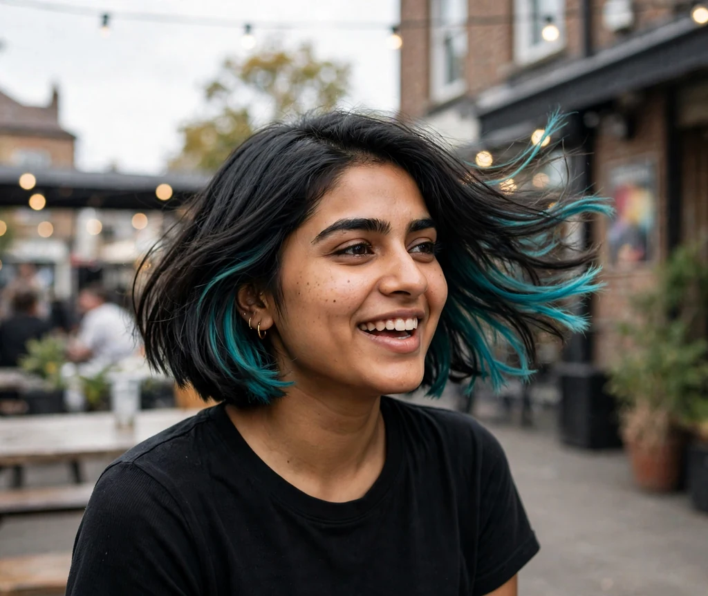 Inverted bob with peekaboo highlights