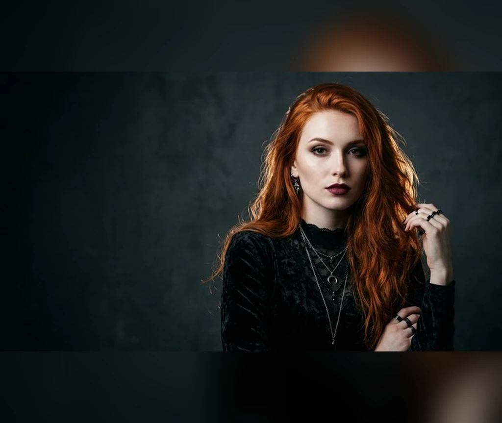 Red waves with black lace styling
