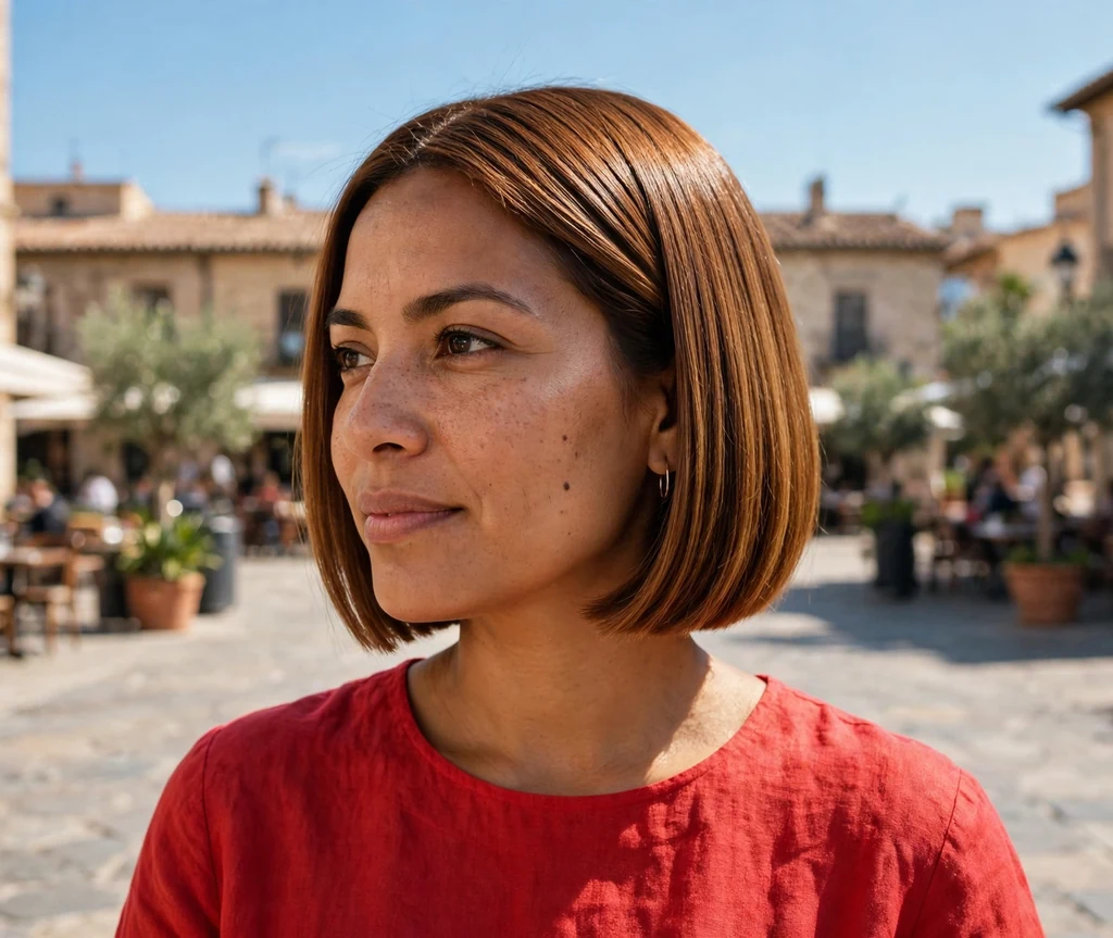 Chin-length blunt bob