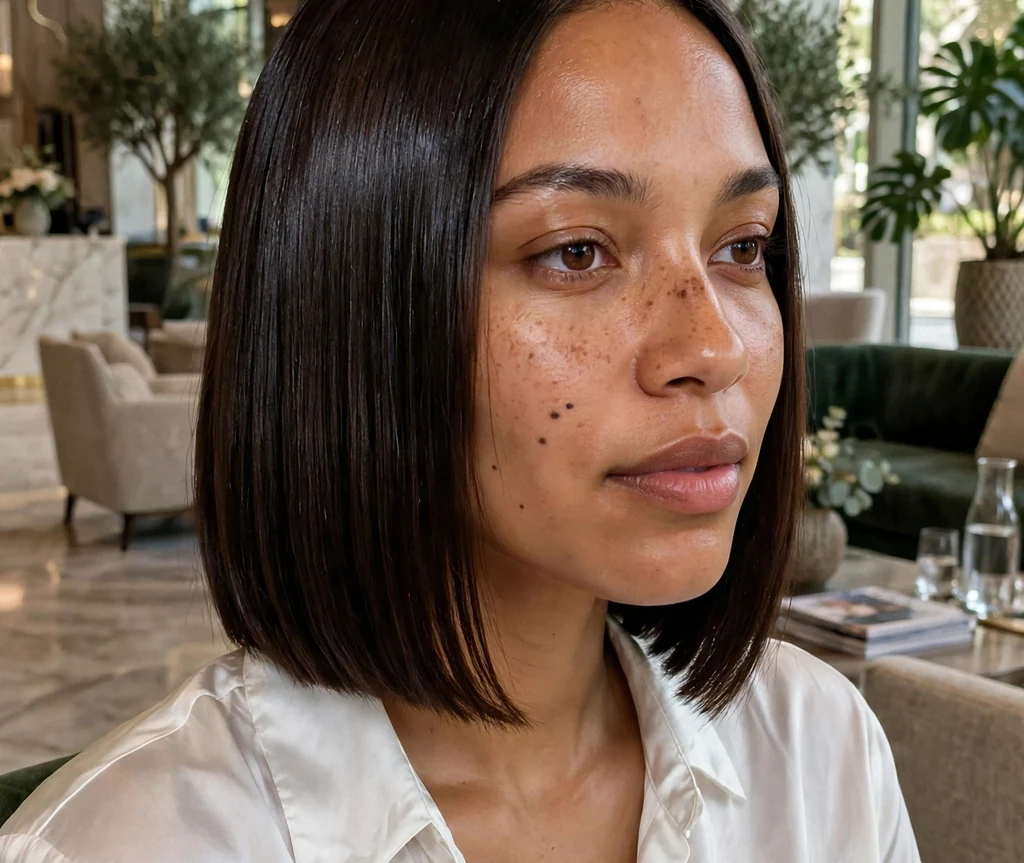 Glass-hair blunt bob