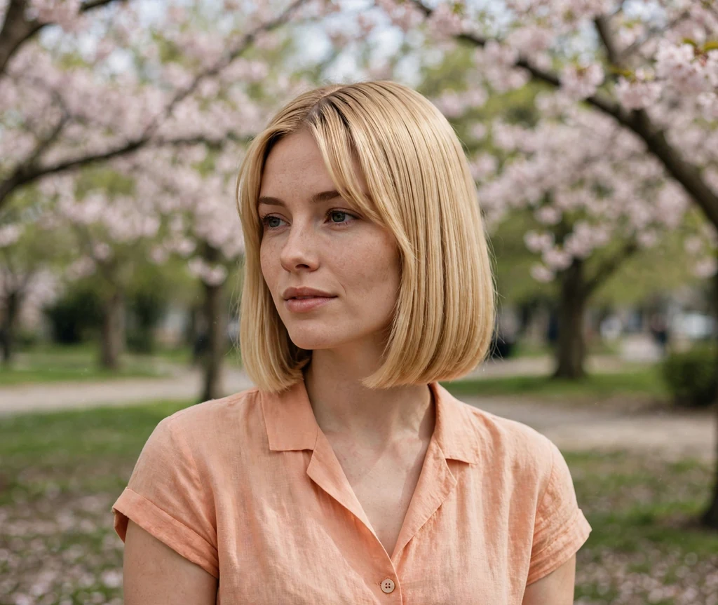 Blunt bob with curtain bangs
