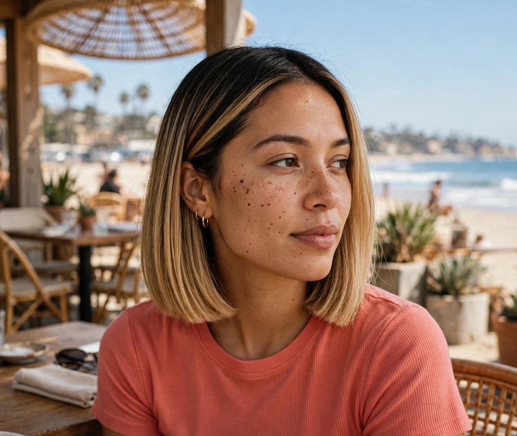 Blunt bob with balayage