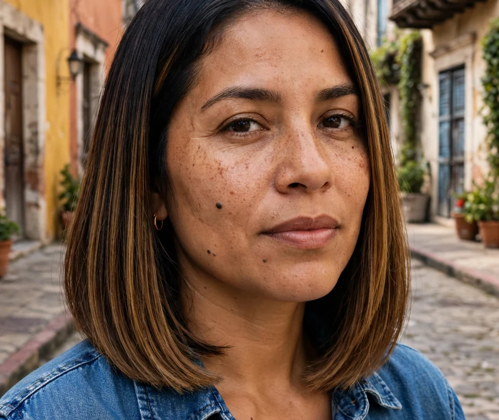 Blunt bob with dark roots