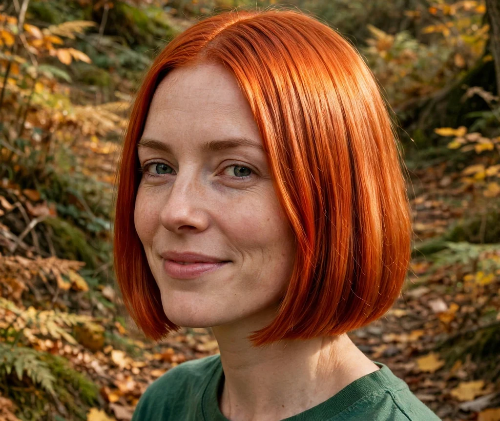 Blunt bob with copper tones