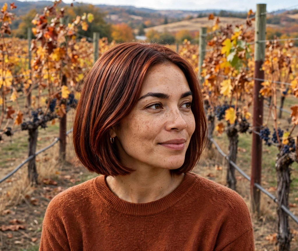 Blunt bob with auburn color