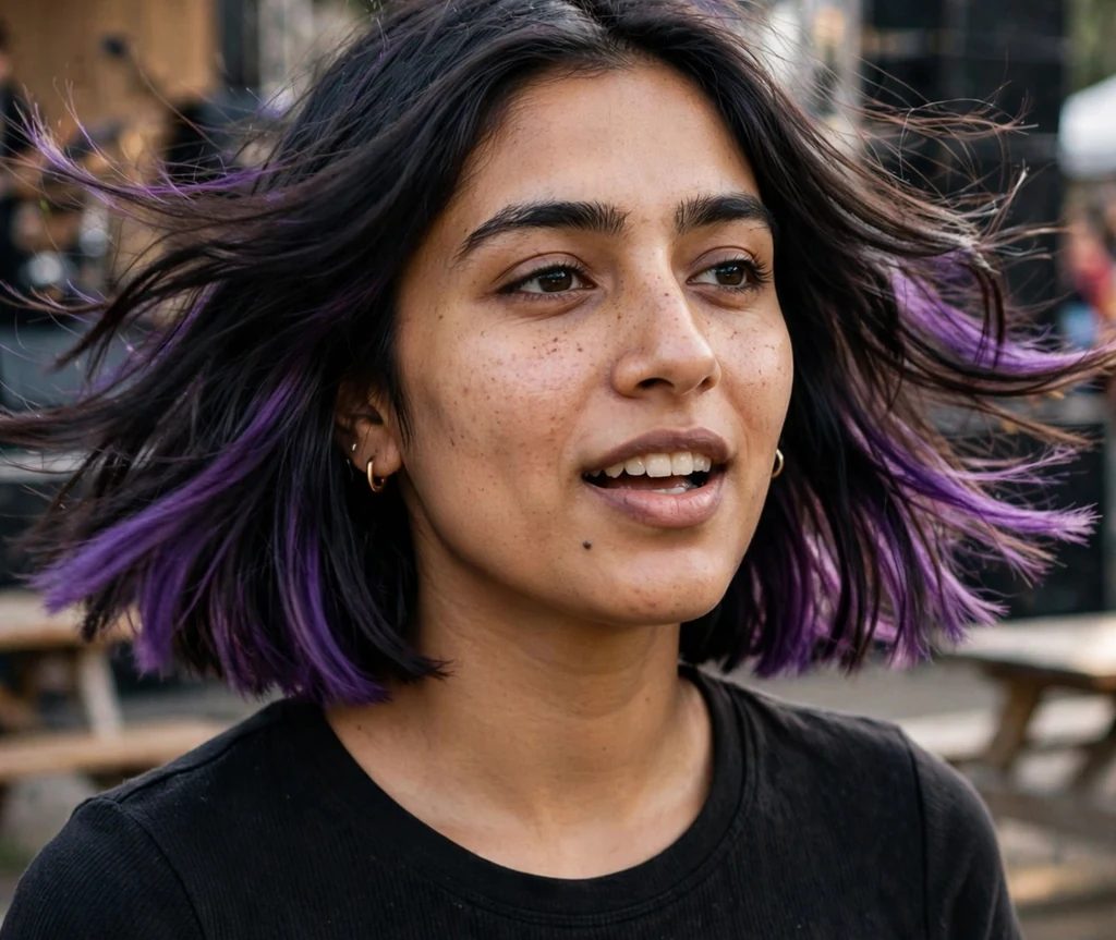 Blunt bob with peekaboo color