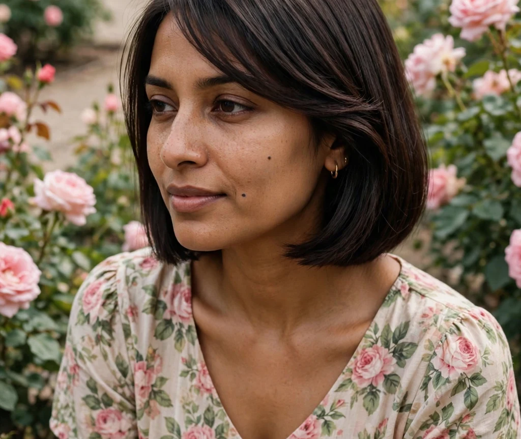 Blunt bob with side-swept bangs