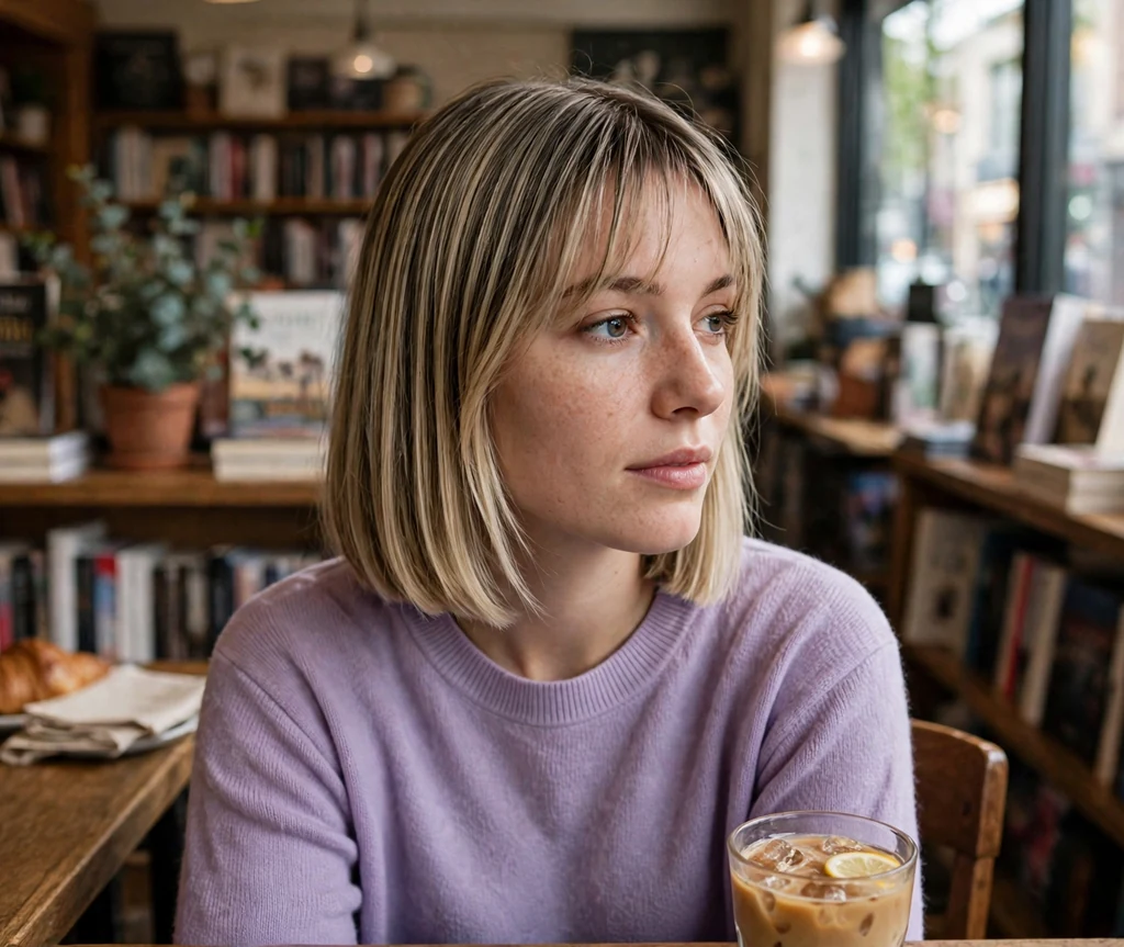 Blunt bob with wispy bangs
