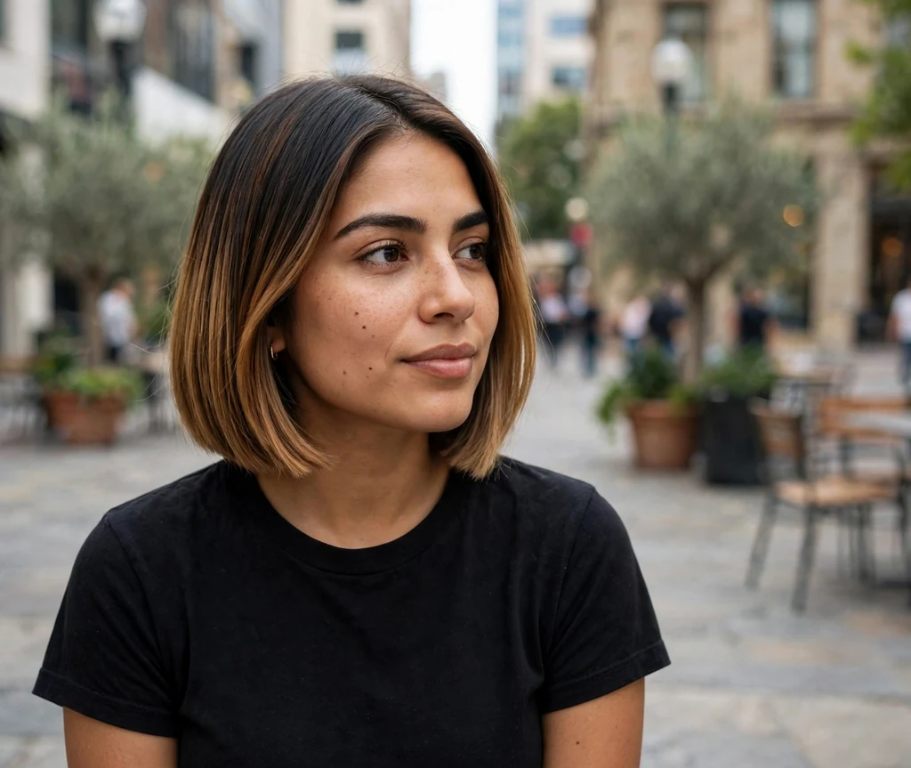 Blunt bob with ombre ends
