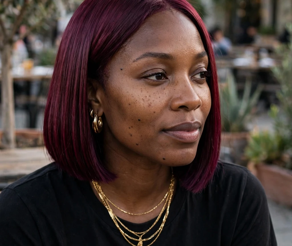 Burgundy blunt bob