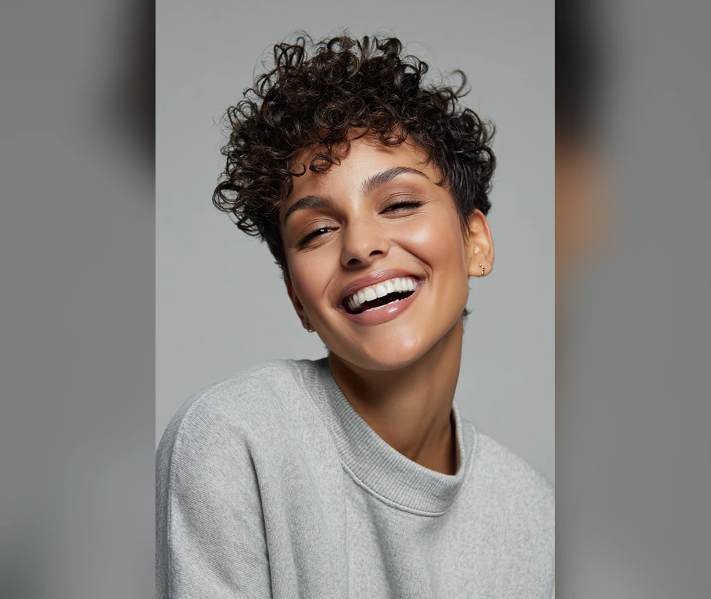 Asymmetrical Curly Bob