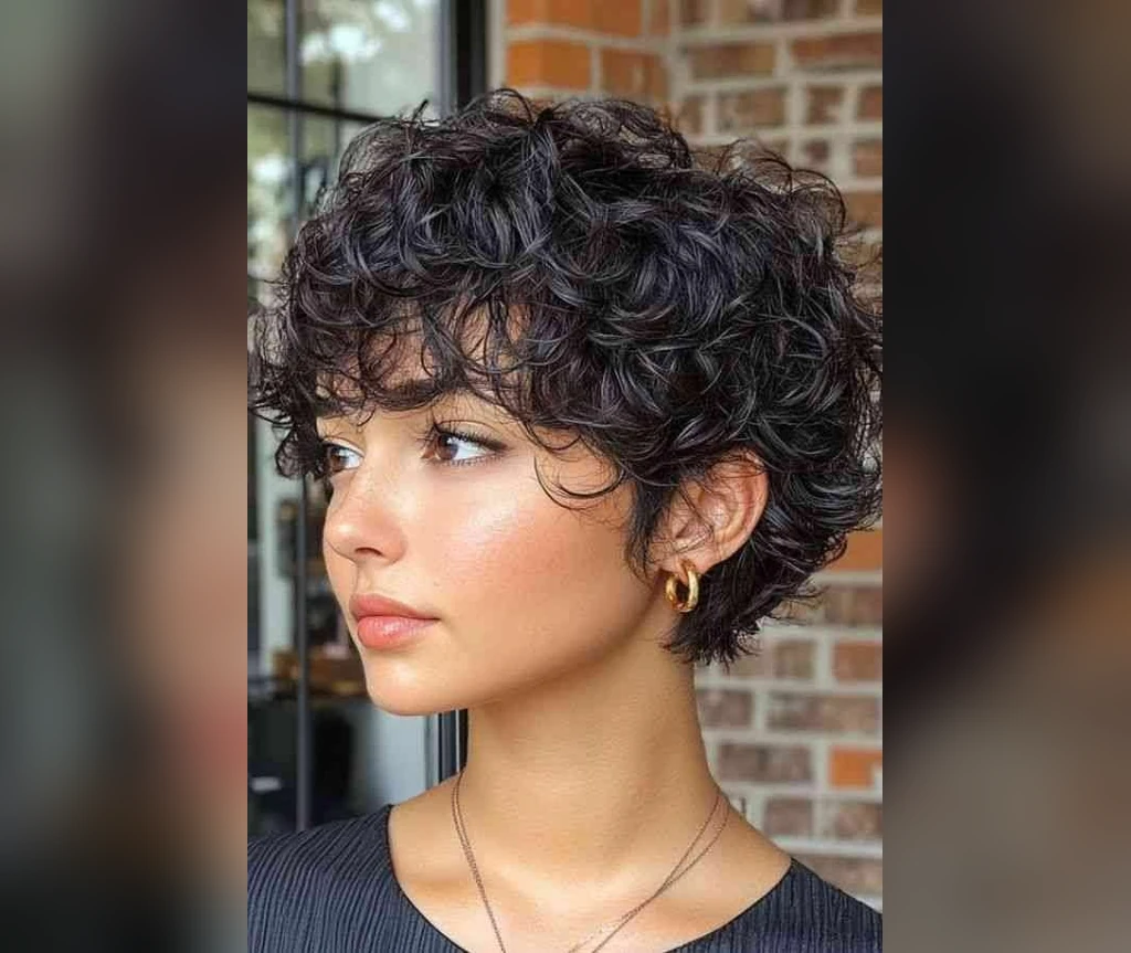 Curly Pixie with Long Top