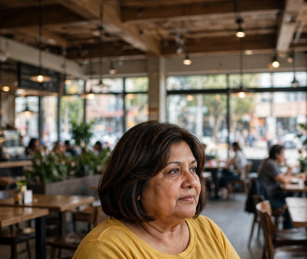 Plus-size woman over 40 with a face-framing layered bob