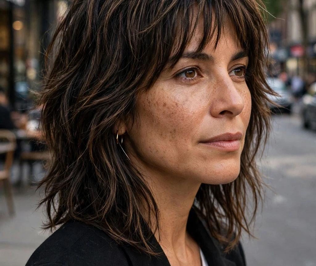 Face-Framing Layers With Curtain Bangs