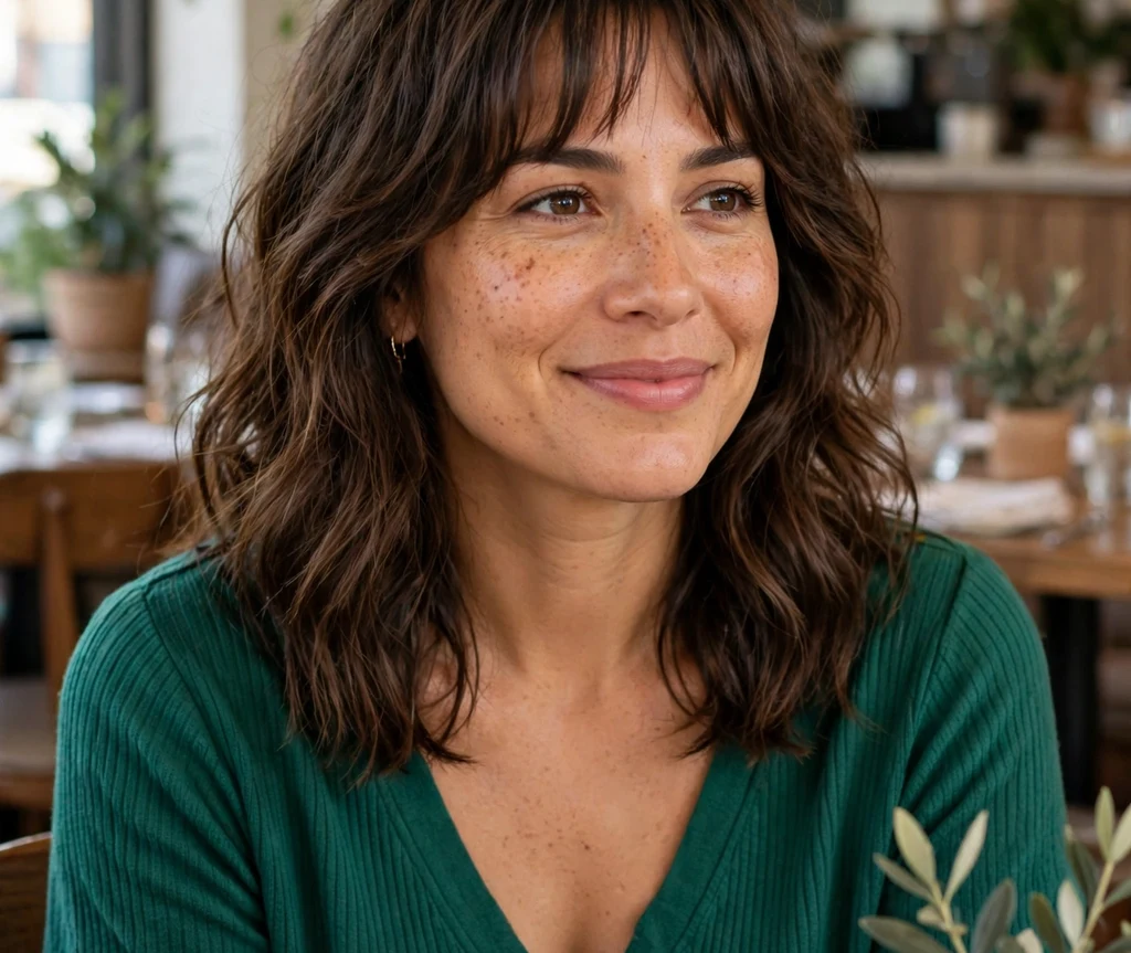 Voluminous Curls With Curtain Bangs