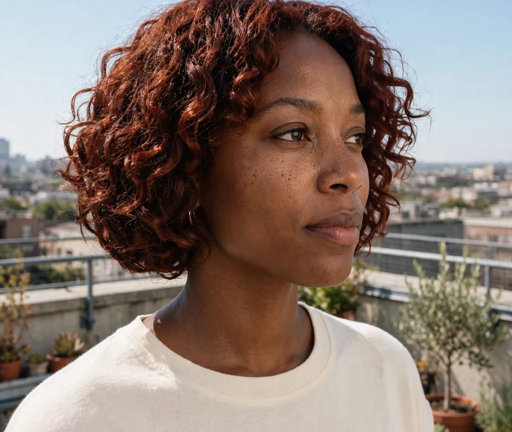 Short curly bob with auburn