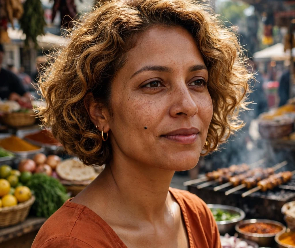 Short curly bob with golden brown