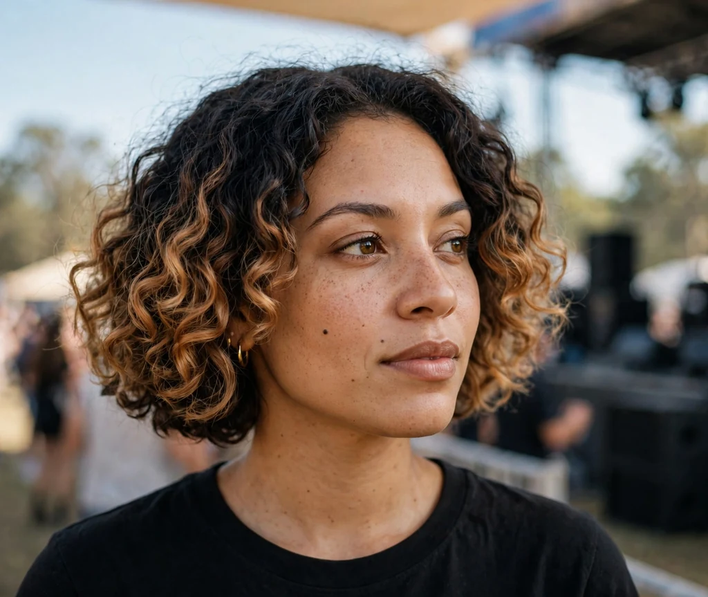 Short curly bob with ombre