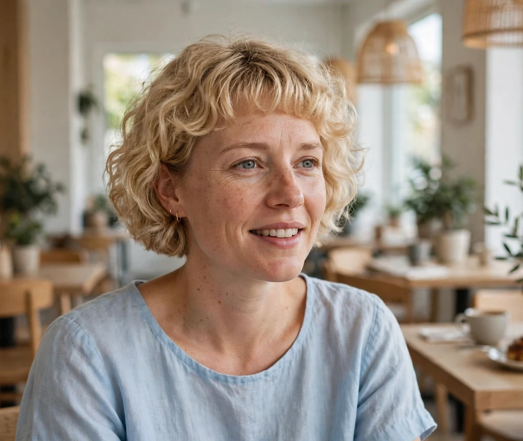 Short curly bob for fine hair