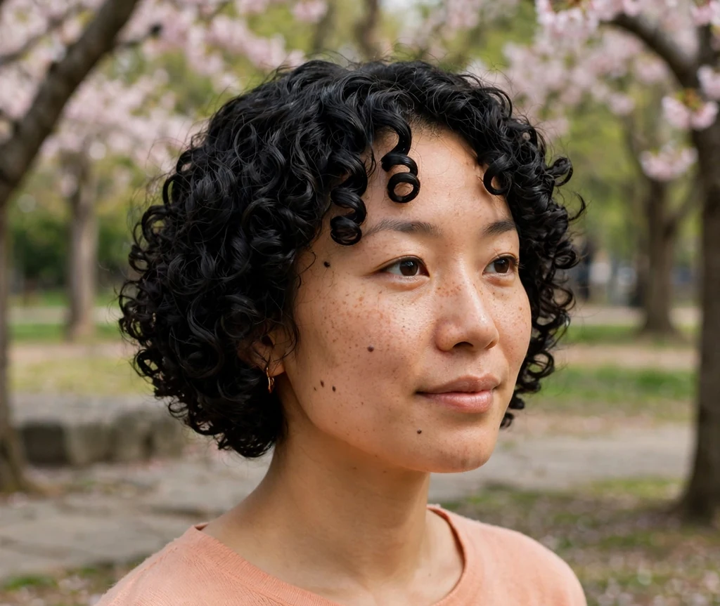 Short curly bob with defined coils