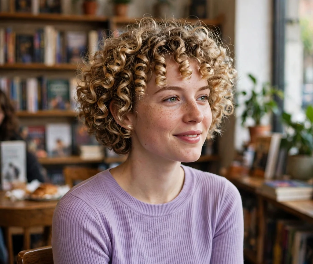 Short curly bob with springy spirals