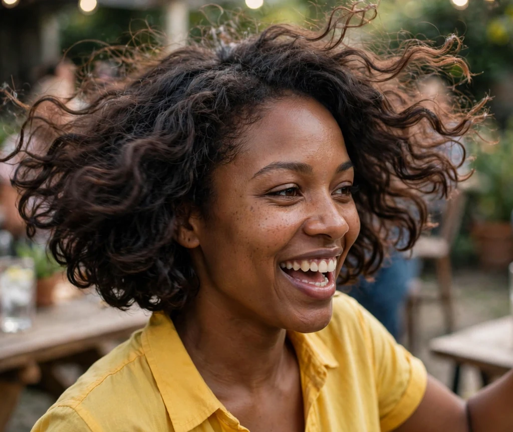 Charming short curly bob with movement