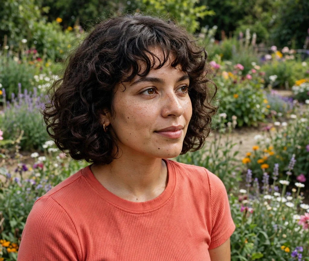 Curly bob with soft bangs