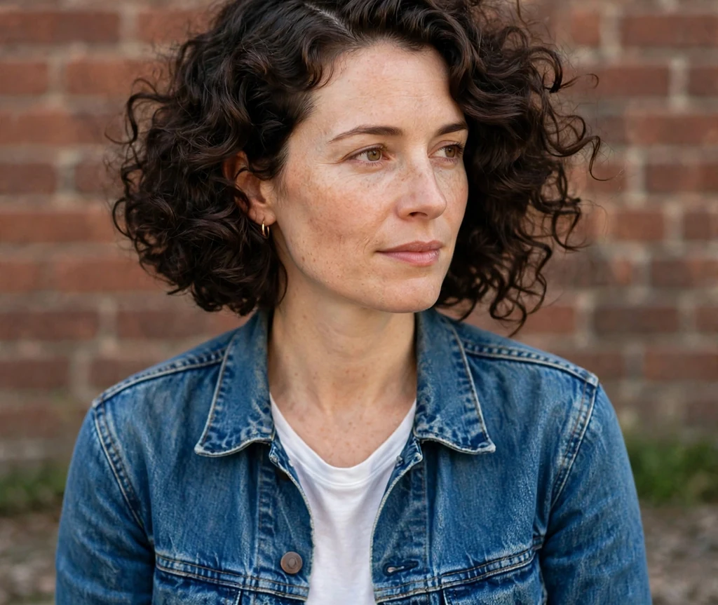 Side-part curly bob