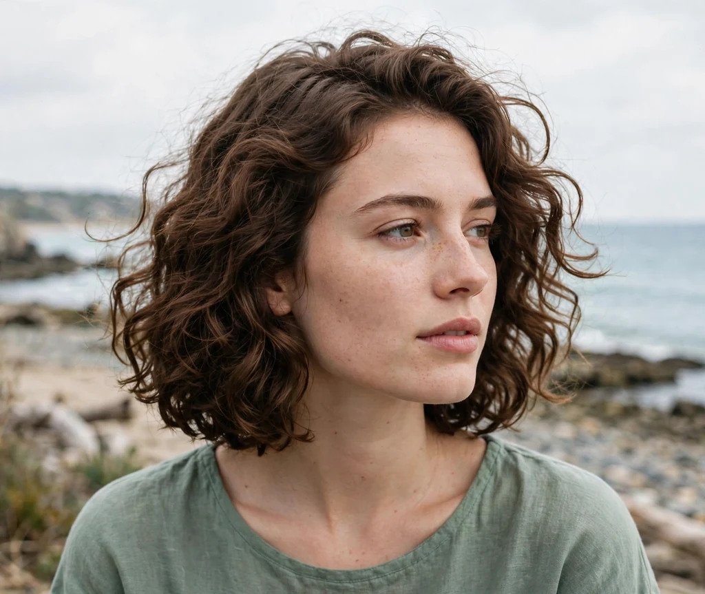 Loose-wave curly bob