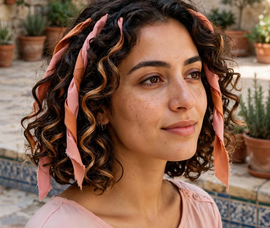 Curly bob with balayage