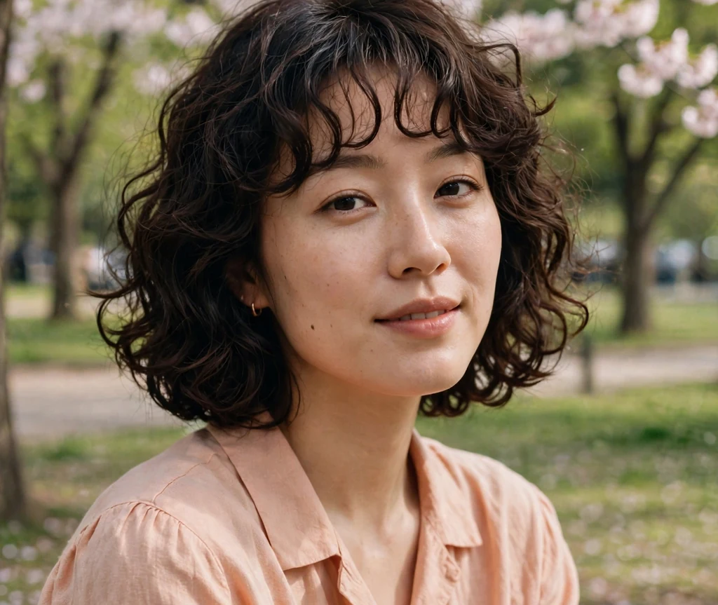 Curly bob with wispy bangs