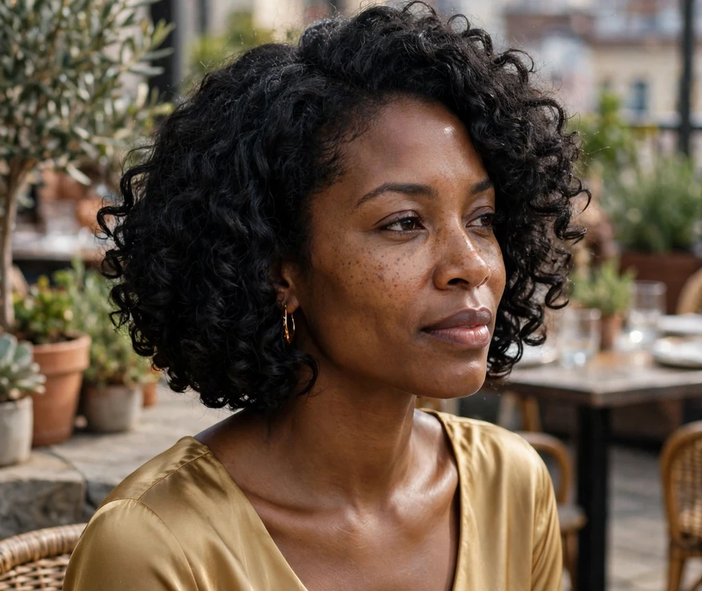 Jaw-length curly bob