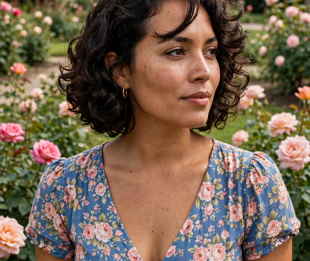 Curly bob with side-swept bangs
