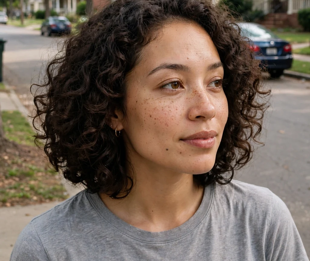 Curly bob with natural texture
