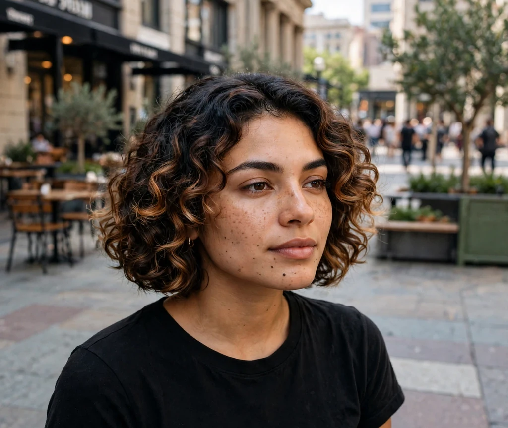 Curly bob with ombre ends