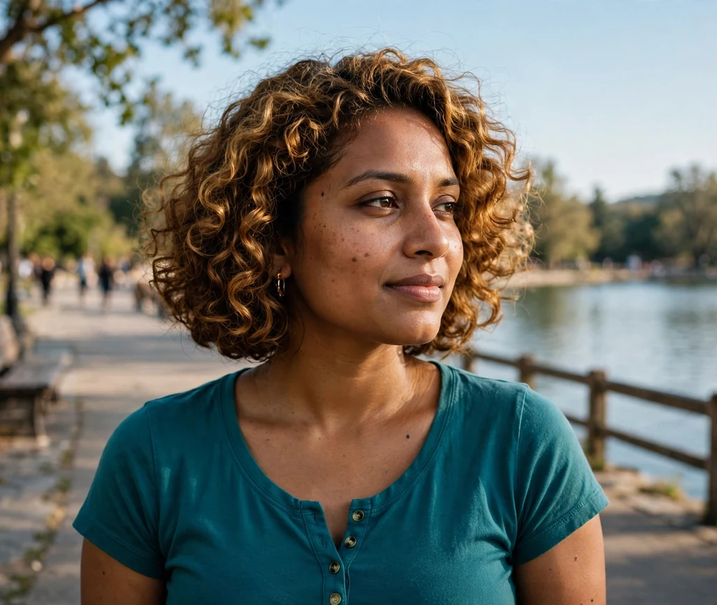 Curly bob with golden brown color
