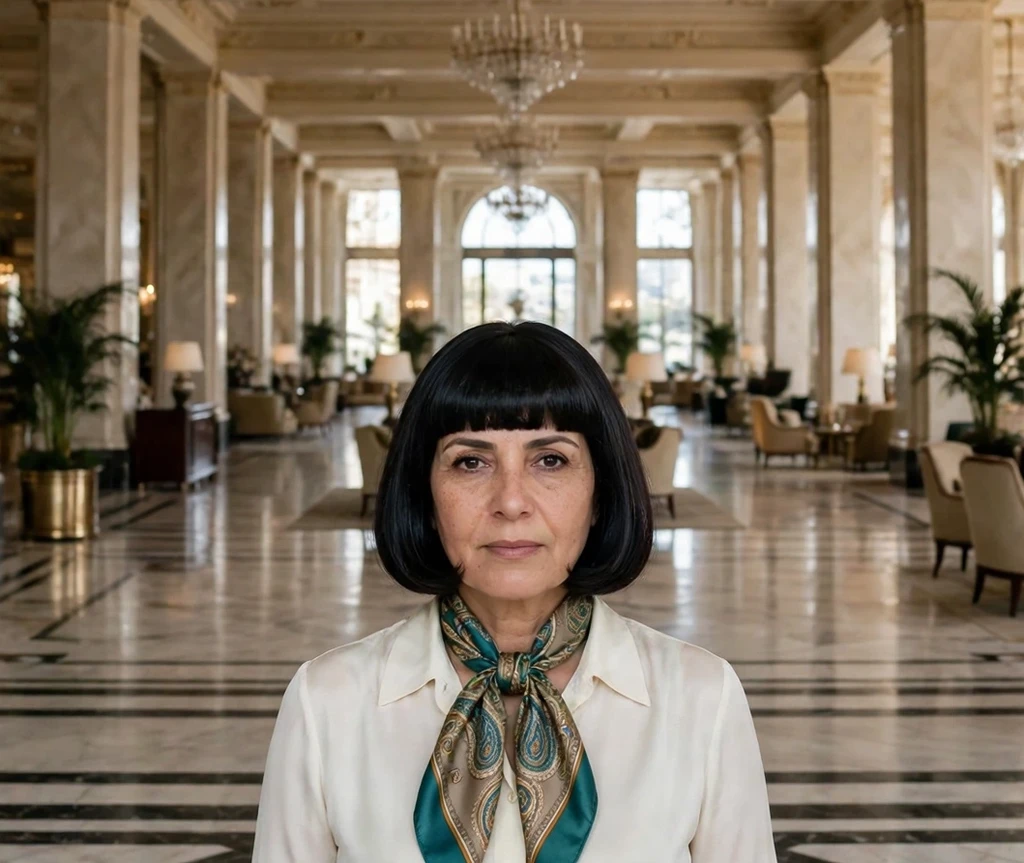 silk scarf french bob with a full straight fringe