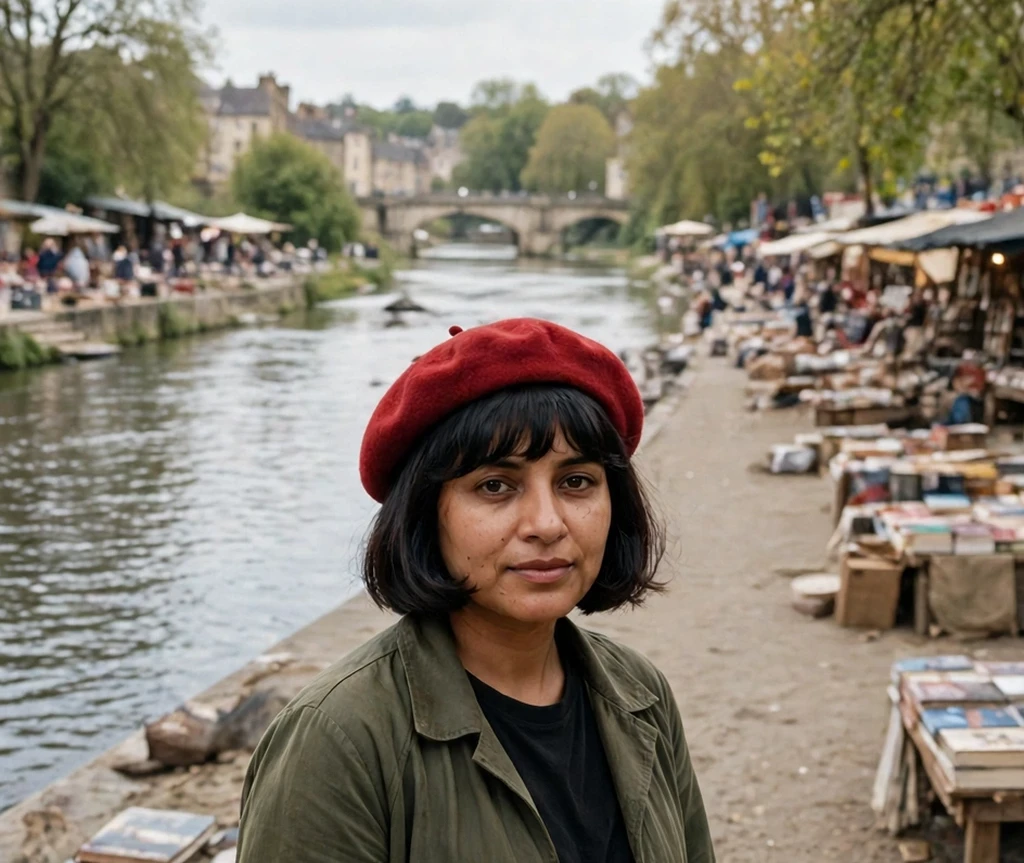 red beret french bob with a slightly wispy full fringe