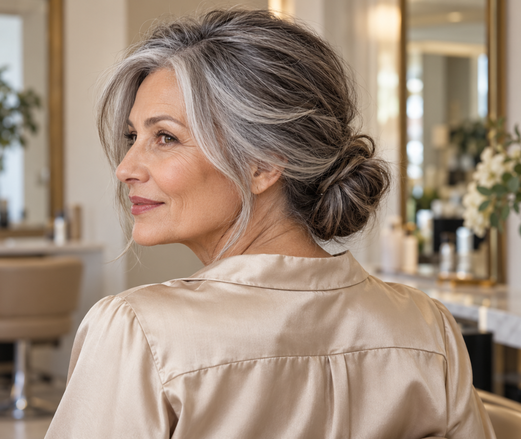 Loose Low Bun with Face-Framing Pieces