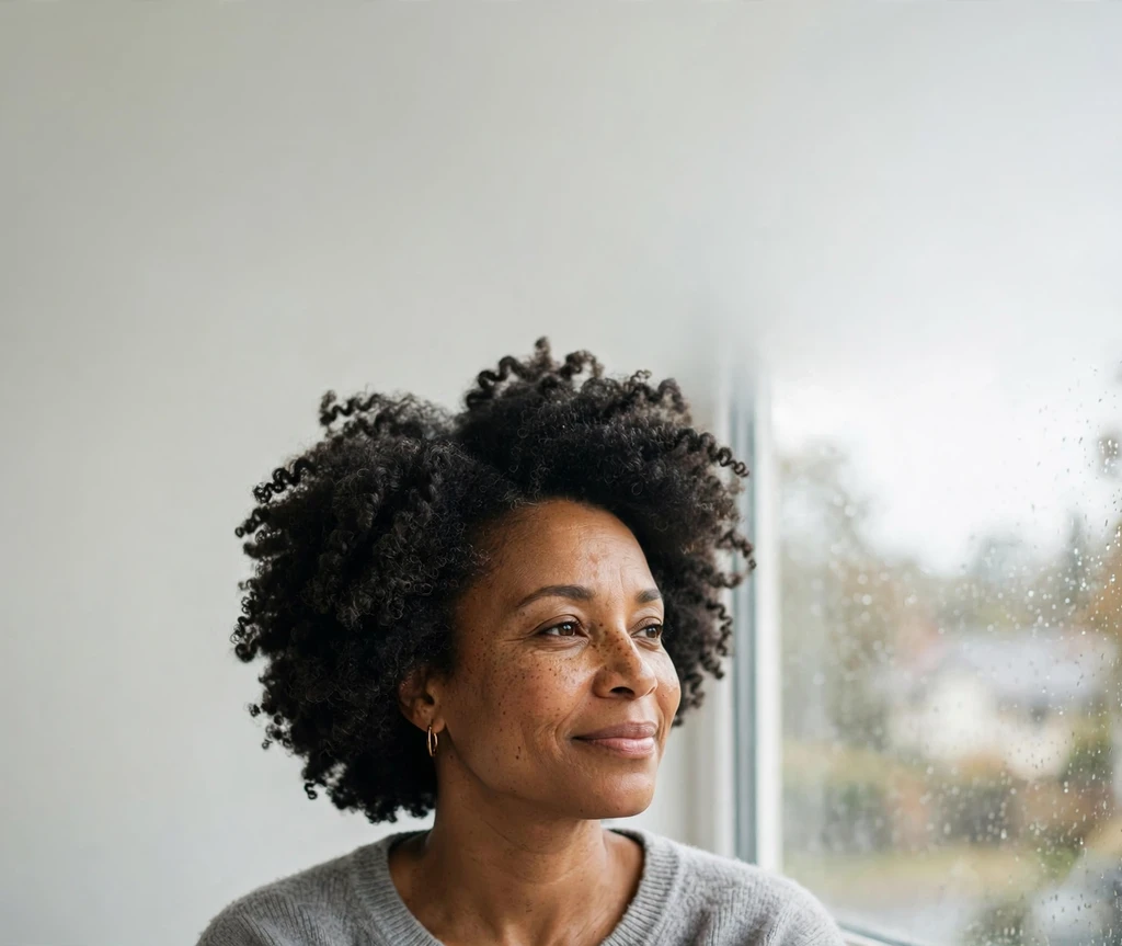 Afro puff with soft twist-out texture on a Black woman